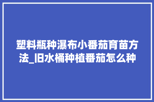 塑料瓶种瀑布小番茄育苗方法_旧水桶种植番茄怎么种植的