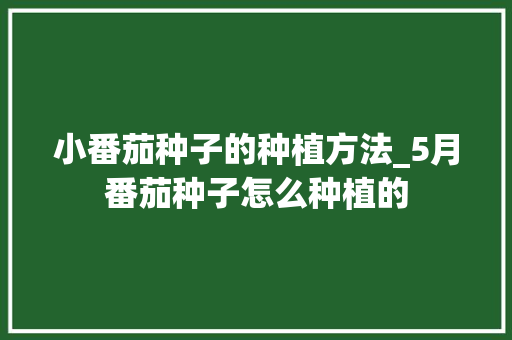 小番茄种子的种植方法_5月番茄种子怎么种植的 小番茄种子的种植方法_5月番茄种子怎么种植的 番茄种植技巧