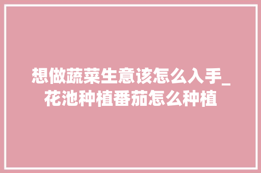 想做蔬菜生意该怎么入手_花池种植番茄怎么种植 想做蔬菜生意该怎么入手_花池种植番茄怎么种植 番茄种植技巧