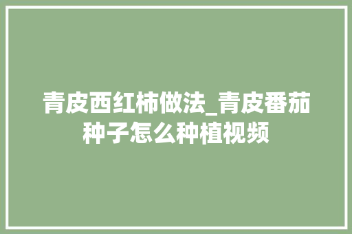 青皮西红柿做法_青皮番茄种子怎么种植视频