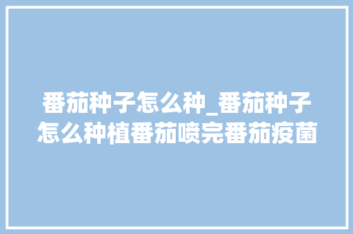 番茄种子怎么种_番茄种子怎么种植番茄喷完番茄疫菌清可以打叉吗 番茄种子怎么种_番茄种子怎么种植番茄喷完番茄疫菌清可以打叉吗 农业常识