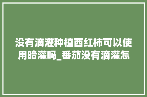 没有滴灌种植西红柿可以使用暗灌吗_番茄没有滴灌怎么种植好呢 没有滴灌种植西红柿可以使用暗灌吗_番茄没有滴灌怎么种植好呢 番茄病虫害防治