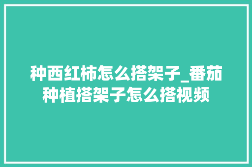 种西红柿怎么搭架子_番茄种植搭架子怎么搭视频