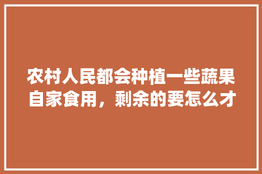 农村人民都会种植一些蔬果自家食用,剩余的要怎么才能销售出去_农村蔬菜种植技巧和方法 植物种类 农村人民都会种植一些蔬果自家食用,剩余的要怎么才能销售出去_农村蔬菜种植技巧和方法 农村人民都会种植一些蔬果自家食用,剩余的要怎么才能销售出去_农村蔬菜种植技巧和方法 植物种类