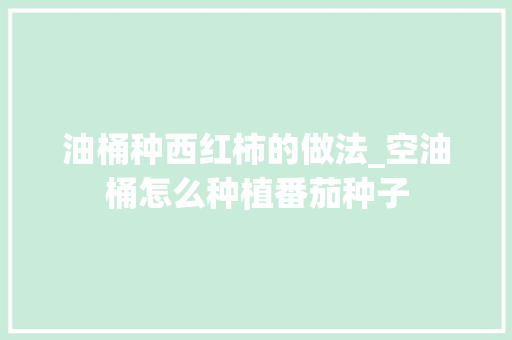 油桶种西红柿的做法_空油桶怎么种植番茄种子