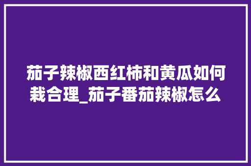 茄子辣椒西红柿和黄瓜如何栽合理_茄子番茄辣椒怎么种植视频