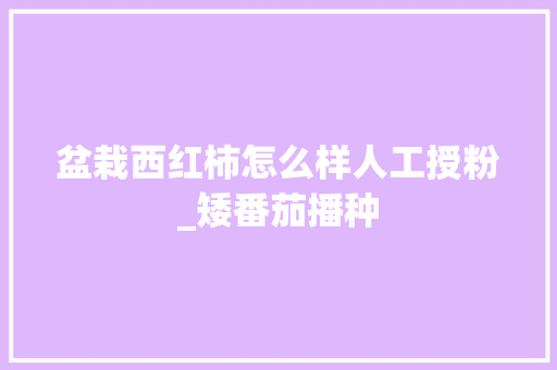 盆栽西红柿怎么样人工授粉_矮番茄播种