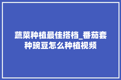 蔬菜种植最佳搭档_番茄套种豌豆怎么种植视频