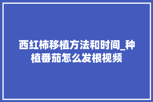 西红柿移植方法和时间_种植番茄怎么发根视频