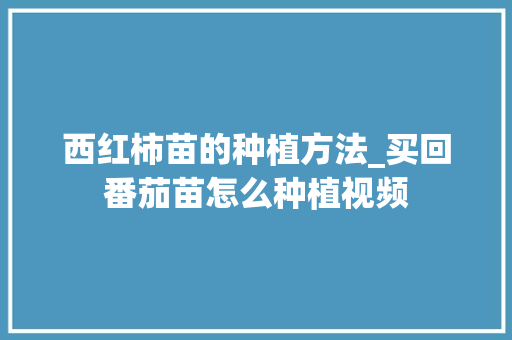 西红柿苗的种植方法_买回番茄苗怎么种植视频 西红柿苗的种植方法_买回番茄苗怎么种植视频 农业常识