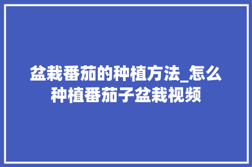 盆栽番茄的种植方法_怎么种植番茄子盆栽视频 盆栽番茄的种植方法_怎么种植番茄子盆栽视频 种植技巧