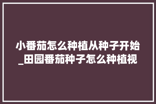 小番茄怎么种植从种子开始_田园番茄种子怎么种植视频 植物种类 小番茄怎么种植从种子开始_田园番茄种子怎么种植视频 小番茄怎么种植从种子开始_田园番茄种子怎么种植视频 植物种类