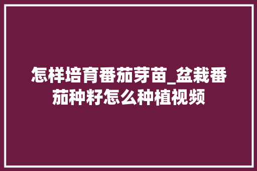 怎样培育番茄芽苗_盆栽番茄种籽怎么种植视频 花朵知识 怎样培育番茄芽苗_盆栽番茄种籽怎么种植视频 怎样培育番茄芽苗_盆栽番茄种籽怎么种植视频 花朵知识