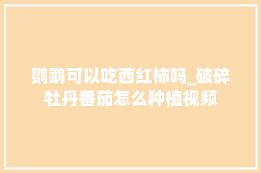 鹦鹉可以吃西红柿吗_破碎牡丹番茄怎么种植视频