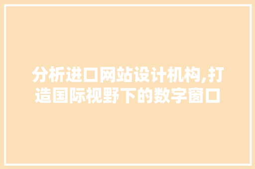 分析进口网站设计机构,打造国际视野下的数字窗口