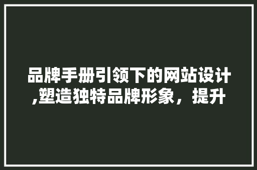 品牌手册引领下的网站设计,塑造独特品牌形象，提升用户体验