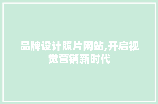 品牌设计照片网站,开启视觉营销新时代