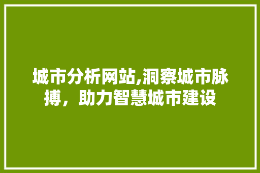 城市分析网站,洞察城市脉搏，助力智慧城市建设 城市分析网站,洞察城市脉搏，助力智慧城市建设 番茄种植技巧