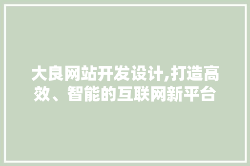 大良网站开发设计,打造高效、智能的互联网新平台