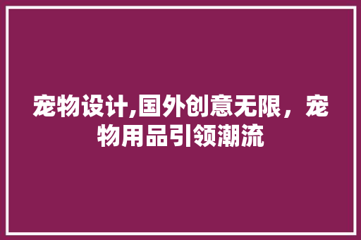 宠物设计,国外创意无限，宠物用品引领潮流