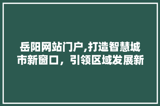 岳阳网站门户,打造智慧城市新窗口，引领区域发展新潮流