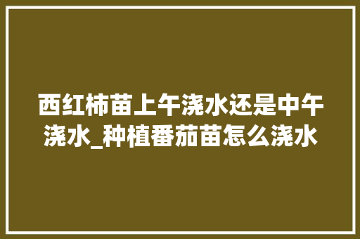 西红柿苗上午浇水还是中午浇水_种植番茄苗怎么浇水好呢视频 农业常识 西红柿苗上午浇水还是中午浇水_种植番茄苗怎么浇水好呢视频 西红柿苗上午浇水还是中午浇水_种植番茄苗怎么浇水好呢视频 农业常识