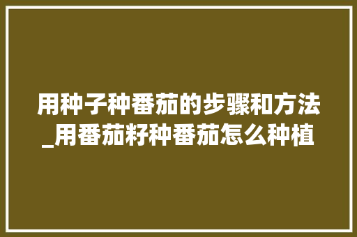 用种子种番茄的步骤和方法_用番茄籽种番茄怎么种植视频 用种子种番茄的步骤和方法_用番茄籽种番茄怎么种植视频 花朵知识