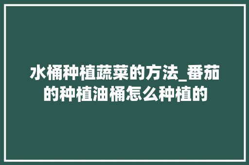 水桶种植蔬菜的方法_番茄的种植油桶怎么种植的