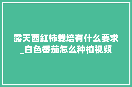 露天西红柿栽培有什么要求_白色番茄怎么种植视频 露天西红柿栽培有什么要求_白色番茄怎么种植视频 番茄种植技巧