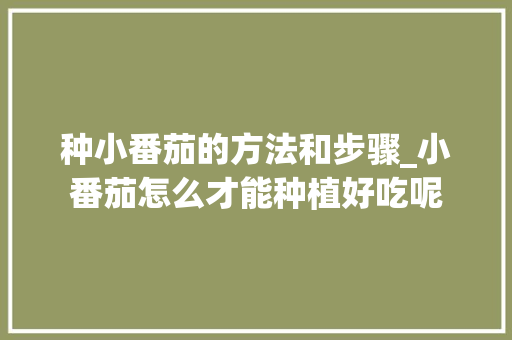 种小番茄的方法和步骤_小番茄怎么才能种植好吃呢 种小番茄的方法和步骤_小番茄怎么才能种植好吃呢 农业常识