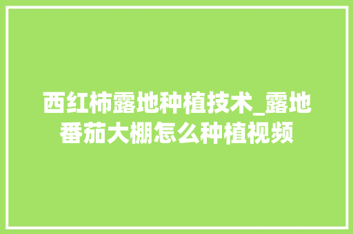 西红柿露地种植技术_露地番茄大棚怎么种植视频 西红柿露地种植技术_露地番茄大棚怎么种植视频 番茄病虫害防治