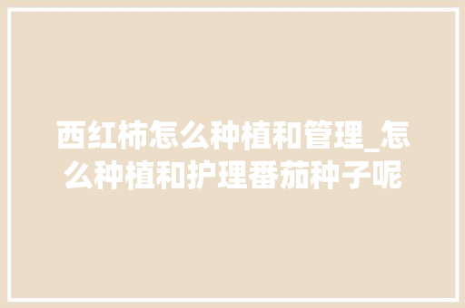 西红柿怎么种植和管理_怎么种植和护理番茄种子呢 西红柿怎么种植和管理_怎么种植和护理番茄种子呢 番茄种植技巧