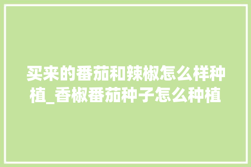 买来的番茄和辣椒怎么样种植_香椒番茄种子怎么种植视频 买来的番茄和辣椒怎么样种植_香椒番茄种子怎么种植视频 农业常识