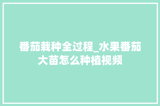 番茄栽种全过程_水果番茄大苗怎么种植视频 番茄栽种全过程_水果番茄大苗怎么种植视频 番茄病虫害防治