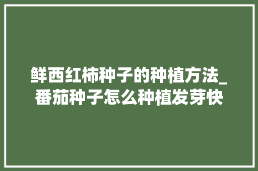 鲜西红柿种子的种植方法_番茄种子怎么种植发芽快 鲜西红柿种子的种植方法_番茄种子怎么种植发芽快 番茄种植技巧