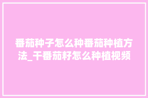 番茄种子怎么种番茄种植方法_干番茄籽怎么种植视频 土壤施肥 番茄种子怎么种番茄种植方法_干番茄籽怎么种植视频 番茄种子怎么种番茄种植方法_干番茄籽怎么种植视频 土壤施肥