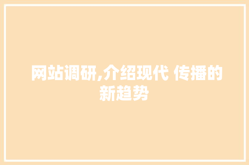  网站调研,介绍现代 传播的新趋势