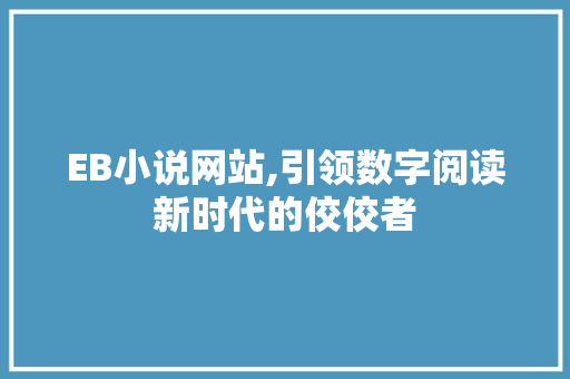 EB小说网站,引领数字阅读新时代的佼佼者