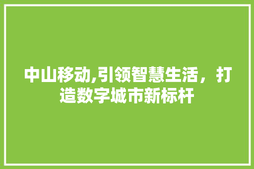 中山移动,引领智慧生活，打造数字城市新标杆