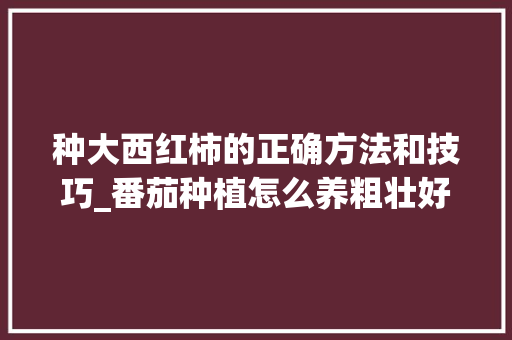 种大西红柿的正确方法和技巧_番茄种植怎么养粗壮好吃呢 种大西红柿的正确方法和技巧_番茄种植怎么养粗壮好吃呢 农业常识