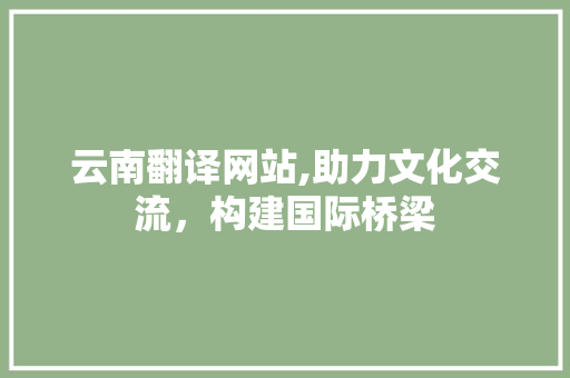 云南翻译网站,助力文化交流，构建国际桥梁