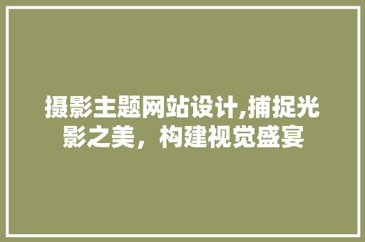 摄影主题网站设计,捕捉光影之美，构建视觉盛宴