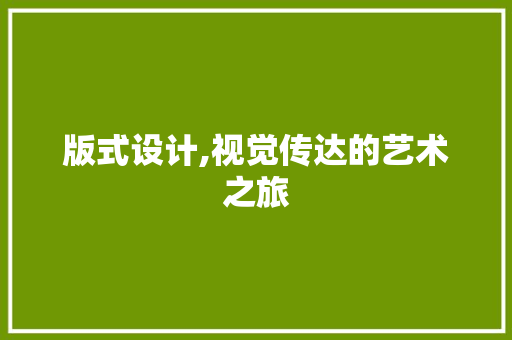 版式设计,视觉传达的艺术之旅