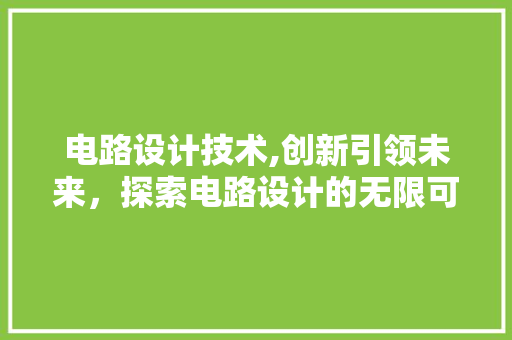 电路设计技术,创新引领未来，探索电路设计的无限可能