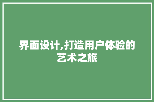 界面设计,打造用户体验的艺术之旅