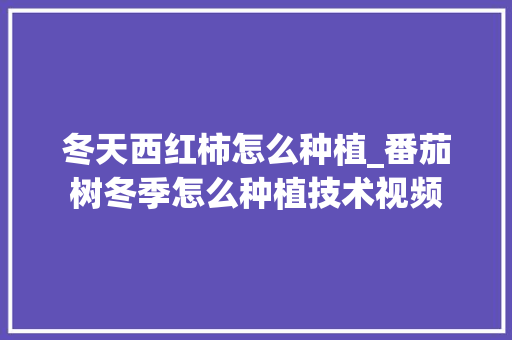 冬天西红柿怎么种植_番茄树冬季怎么种植技术视频 冬天西红柿怎么种植_番茄树冬季怎么种植技术视频 番茄病虫害防治