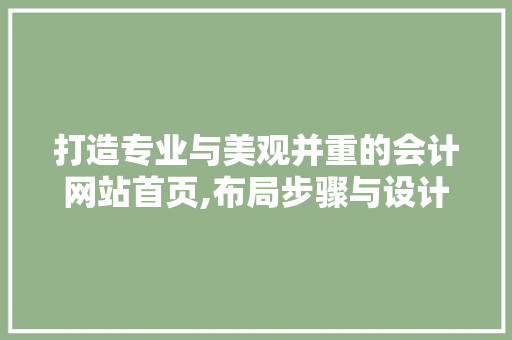 打造专业与美观并重的会计网站首页,布局步骤与设计要点