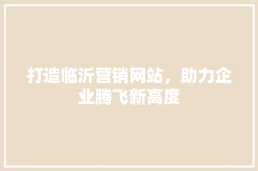 打造临沂营销网站，助力企业腾飞新高度