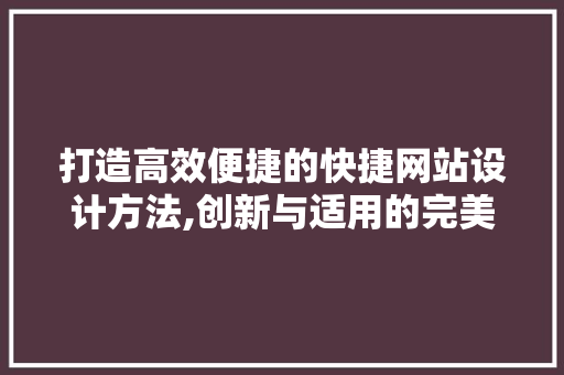 打造高效便捷的快捷网站设计方法,创新与适用的完美融合
