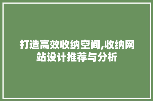 打造高效收纳空间,收纳网站设计推荐与分析